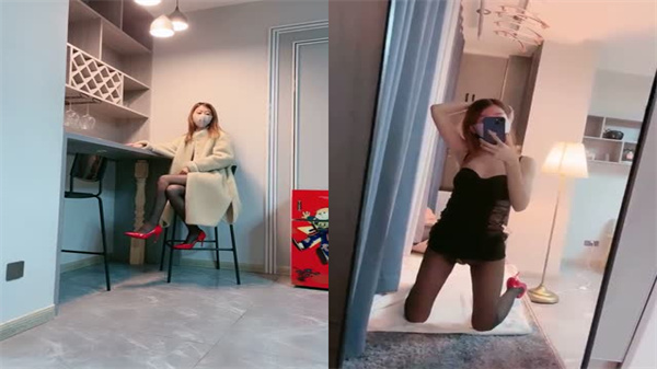 高跟黑丝苗条骚母狗自慰抠穴，勾引狼友激情狂操